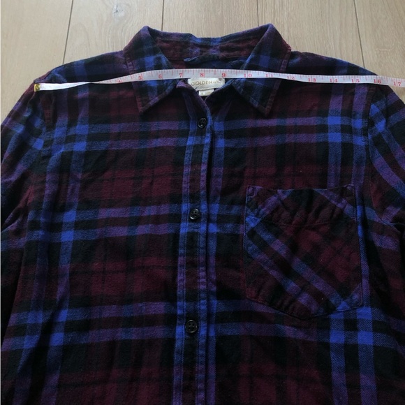 Golden by Tna Plaid Flannel Shirt Dress in Maroon & Blue Size S - Picture 2 of 11